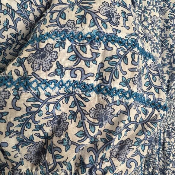 Poupette St Barth Rein MIDI Dress Floral Swiss Dot Medium Boho Puff Sleeve F16 - Picture 8 of 11